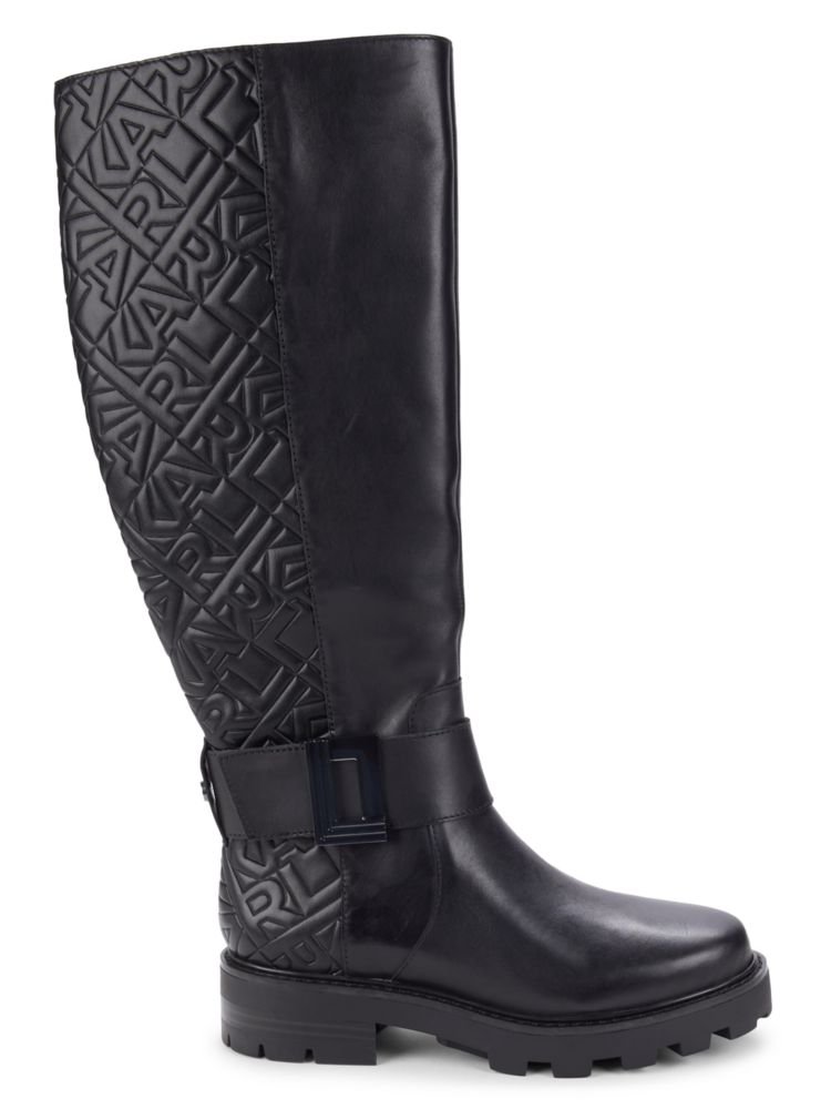 Стеганые сапоги до колена с логотипом Meara Karl Lagerfeld Paris, черный